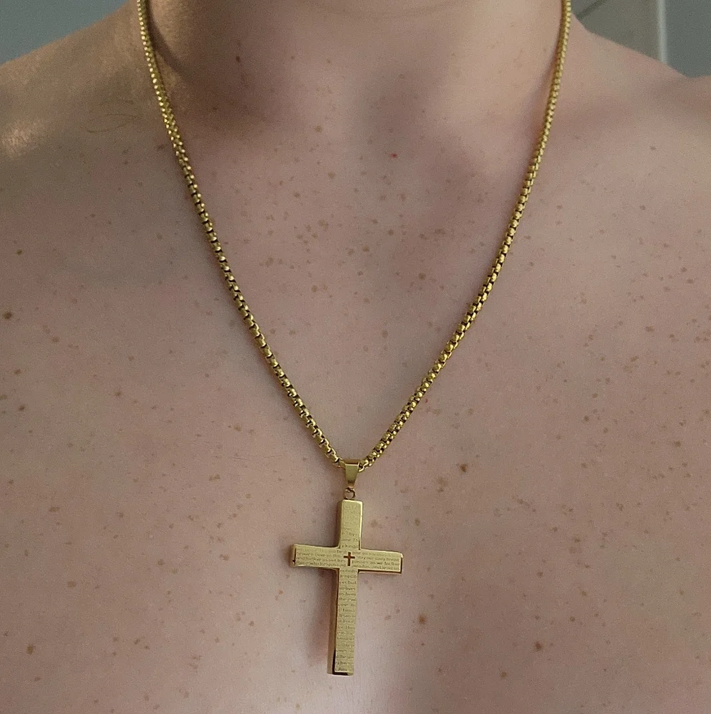 Metal Cross Pendant Necklace Set in Gold, Silver, and Black - Picture 4 of 4
